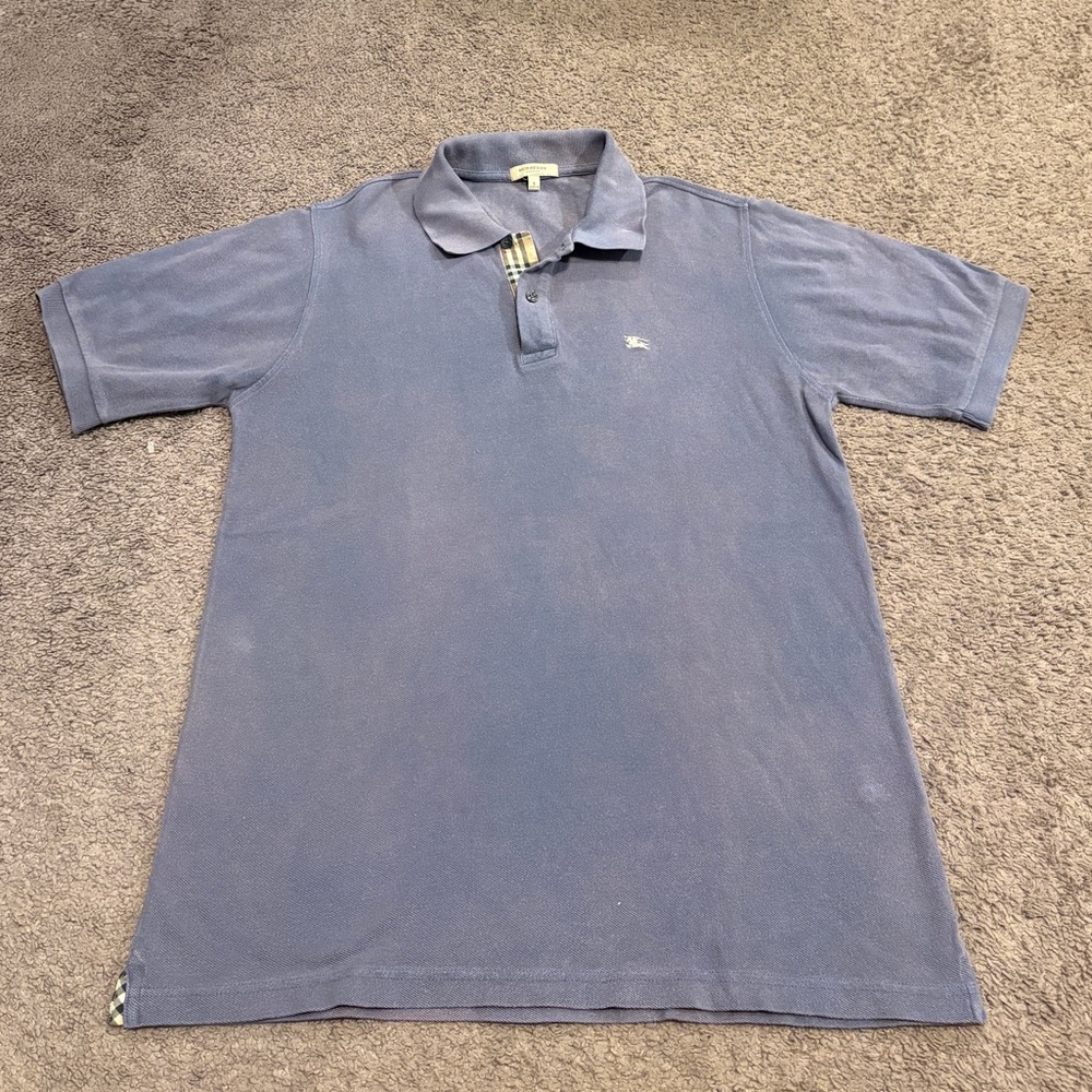 Burberry London Classic Blue Polo Embroidered Motif Men's Small - Picture 2 of 8